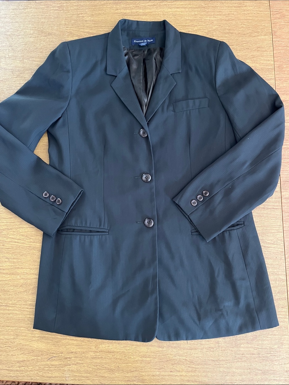 Preston & York Women’s Dark Green Single-Breasted Blazer Jacket, Pockets, Sz 12